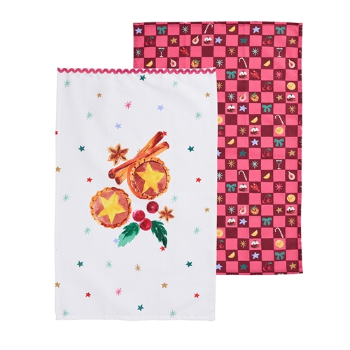 Porto 'Tis The Season Set of 2 Tea Towels Mince Pie