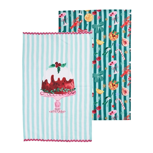 Porto 'Tis The Season Set of 2 Tea Towels Pudding
