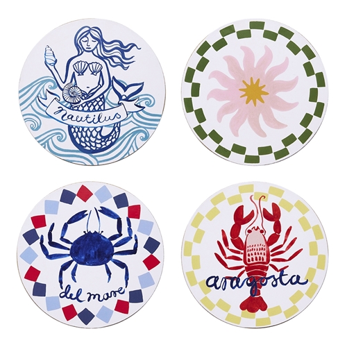 Porto Nautilus Set of 4 Round Coasters 10cm Del Mare