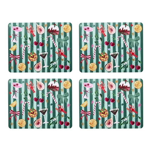 Porto 'Tis The Season Set of 4 Placemats 34cm Festive Stripe